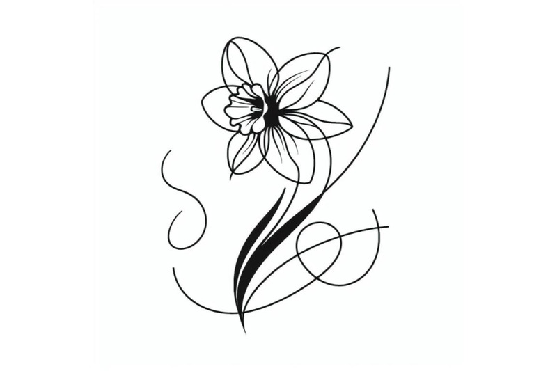 sets-of-8-abstract-line-art-of-daffodil-flower