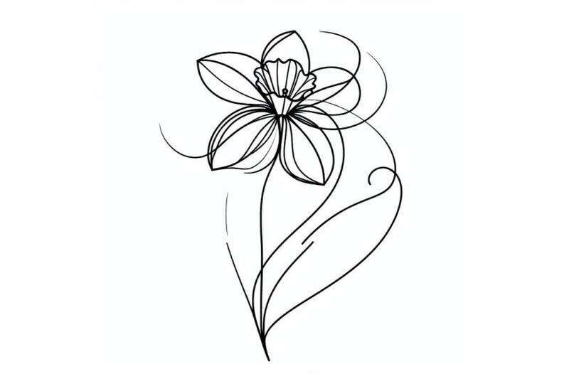 sets-of-8-abstract-line-art-of-daffodil-flower