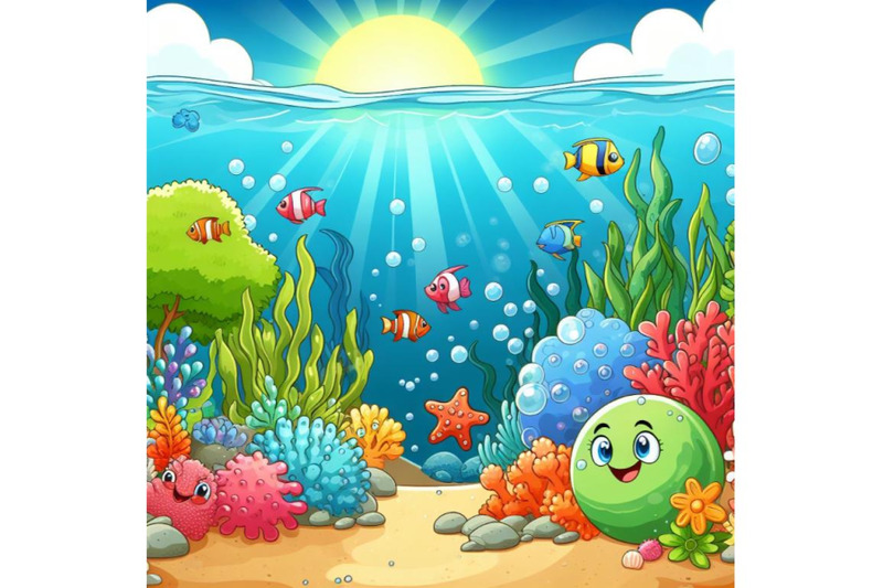 sets-of-8-cartoon-graphic-spring-time-underwater