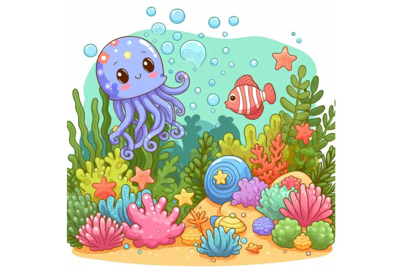 sets-of-8-cartoon-graphic-spring-time-underwater