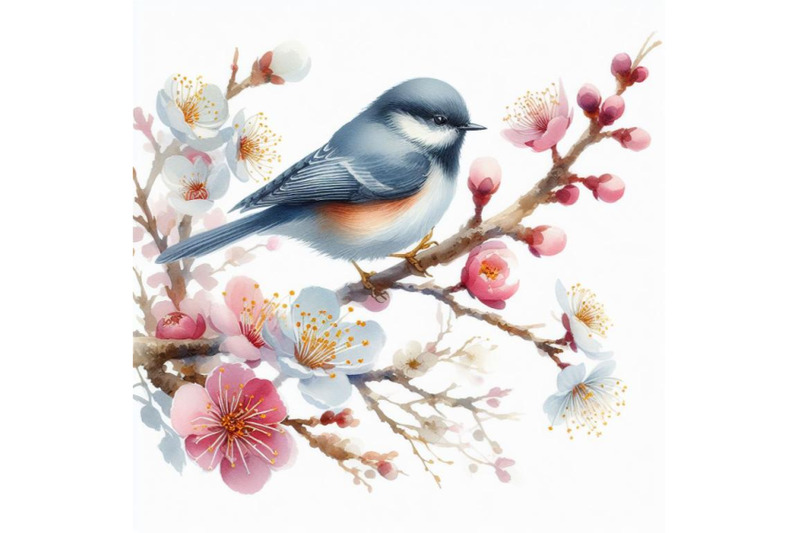 sets-of-8-watercolor-painting-of-bird-and-spring-flower