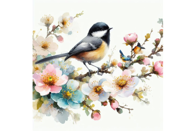 sets-of-8-watercolor-painting-of-bird-and-spring-flower