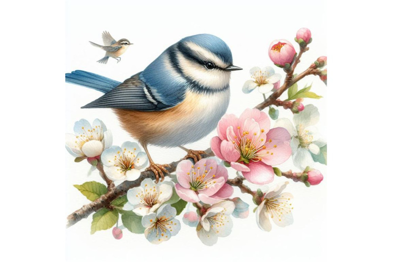 sets-of-8-watercolor-painting-of-bird-and-spring-flower