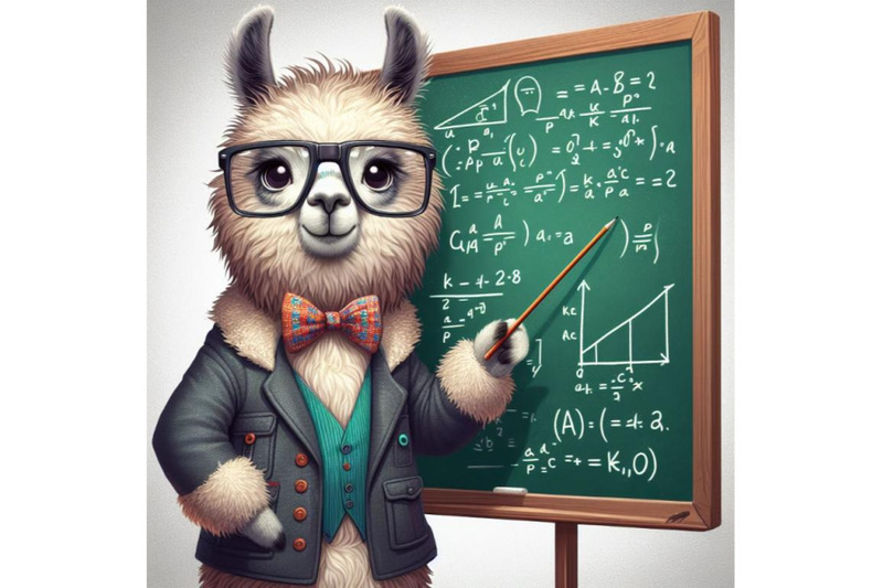 sets-of-8-funny-llama-with-glasses-and-clothes