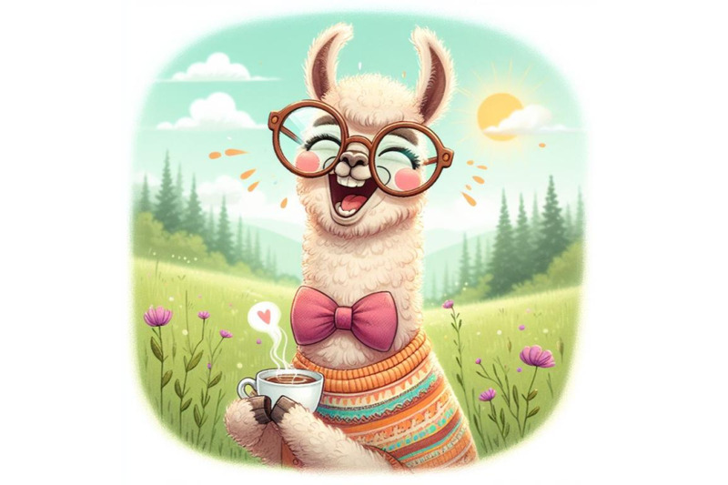 sets-of-8-funny-llama-with-glasses-and-clothes