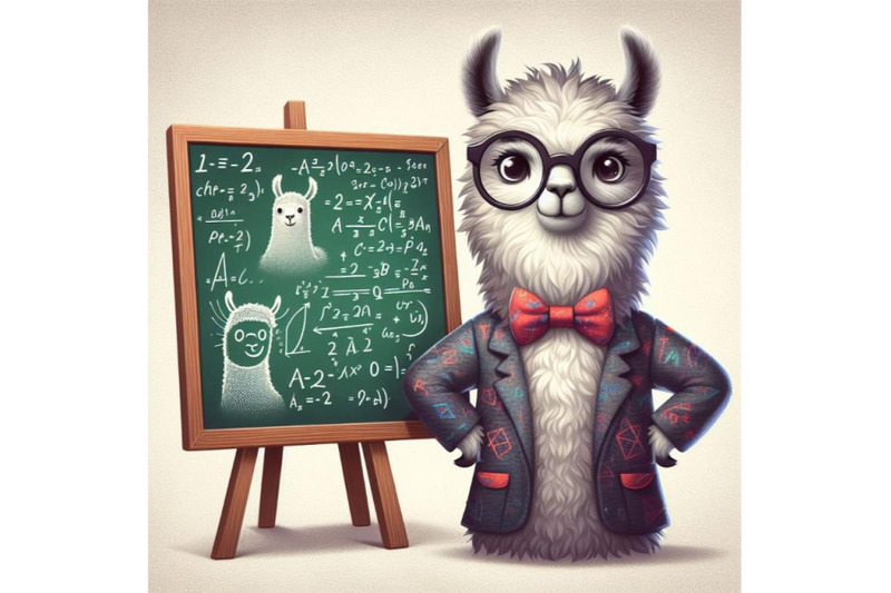 sets-of-8-funny-llama-with-glasses-and-clothes