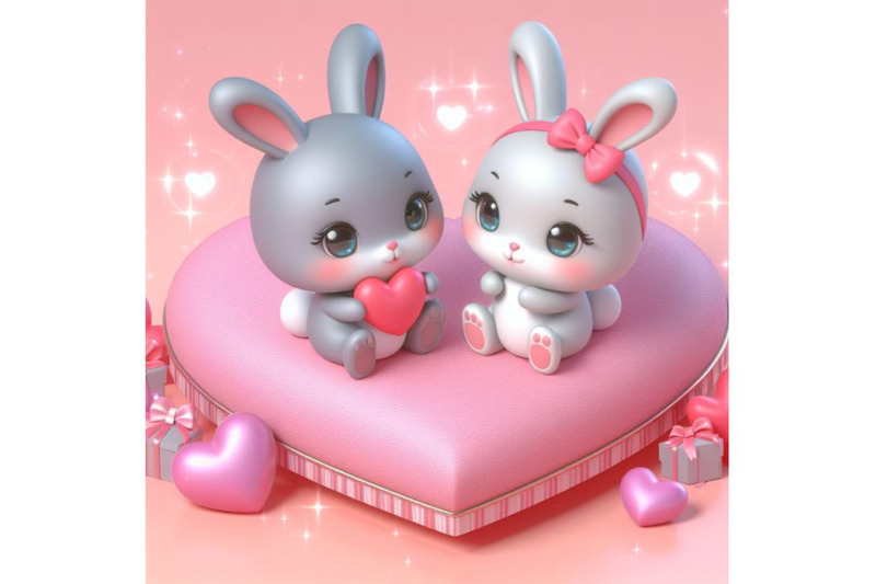 sets-of-8-a-2d-two-cute-bunny-lovers-on-pink-hearts-shaped