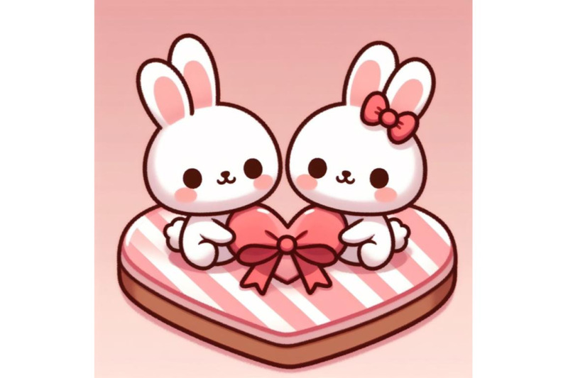 sets-of-8-a-2d-two-cute-bunny-lovers-on-pink-hearts-shaped