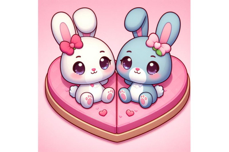 sets-of-8-a-2d-two-cute-bunny-lovers-on-pink-hearts-shaped