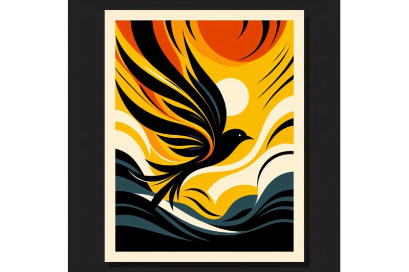 sets-of-8-silhouette-bird-with-yellow-and-black-wat