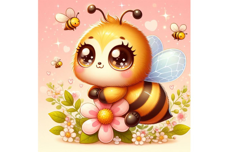 sets-of-8-cute-baby-honey-bee-with-flower