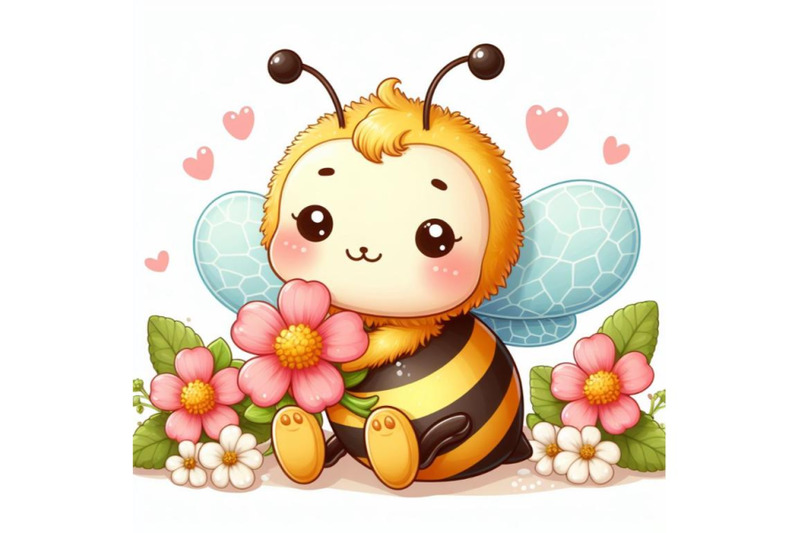 sets-of-8-cute-baby-honey-bee-with-flower