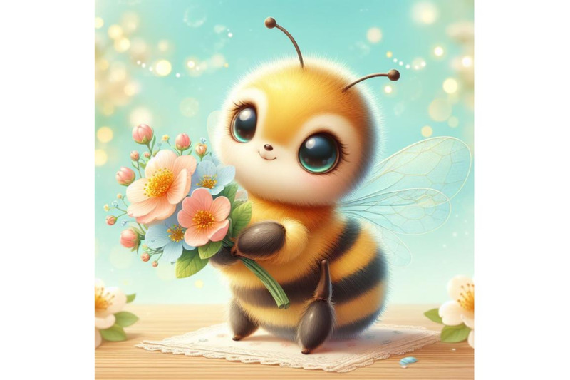 sets-of-8-cute-baby-honey-bee-holding-flower