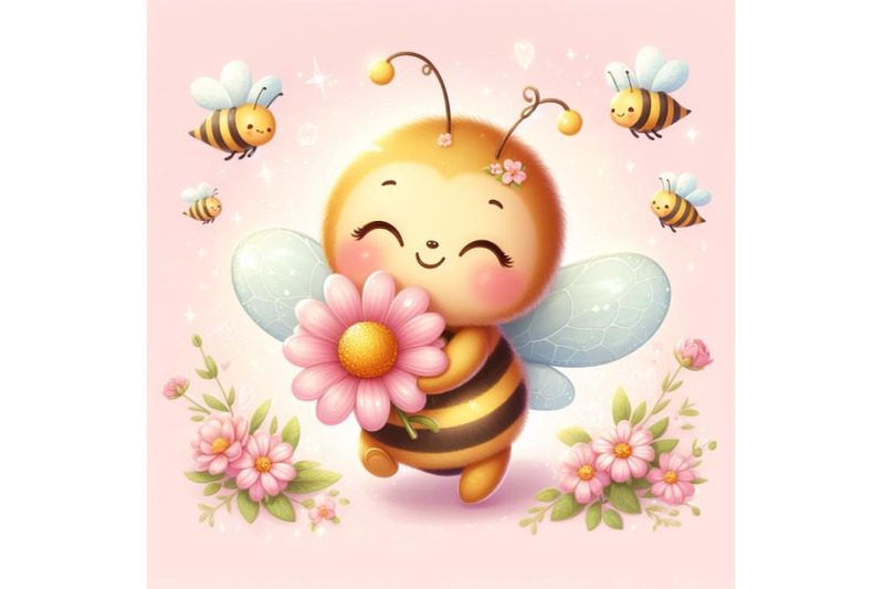 sets-of-8-cute-baby-honey-bee-holding-flower