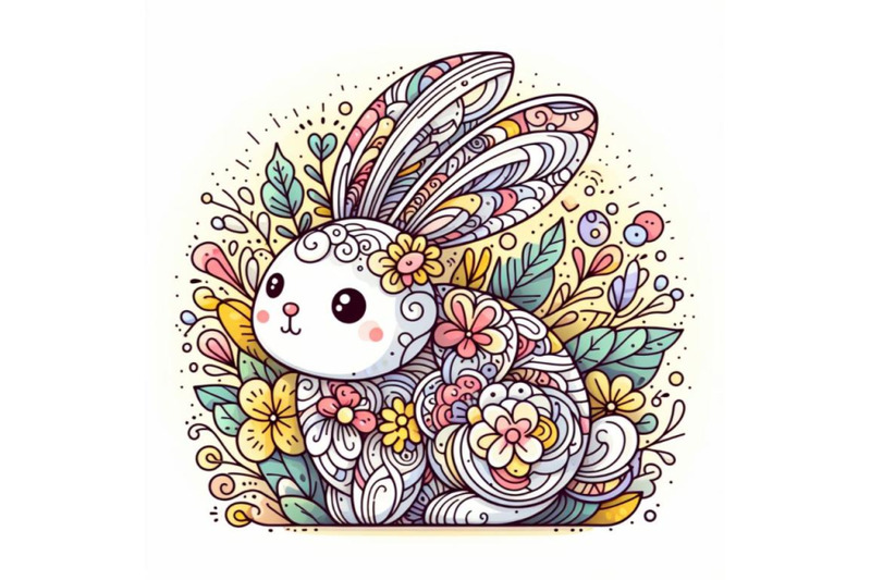 illustration-of-abstract-bunny-filled-with-flowers-and-leaves