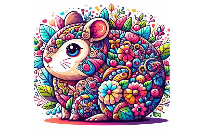 illustration-of-abstract-hamster-filled-with-flowers-and-leaves