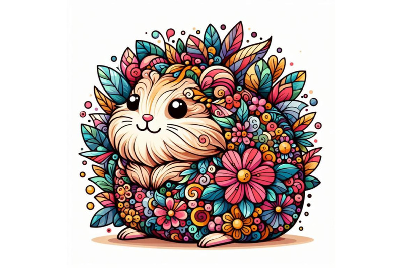 illustration-of-abstract-hamster-filled-with-flowers-and-leaves