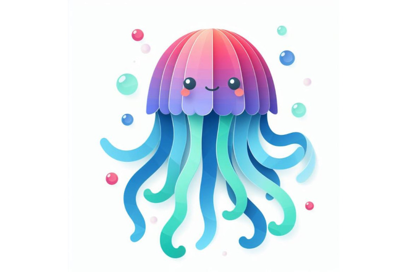 isolated-cute-jellyfish-paper-art-layer-background-vector