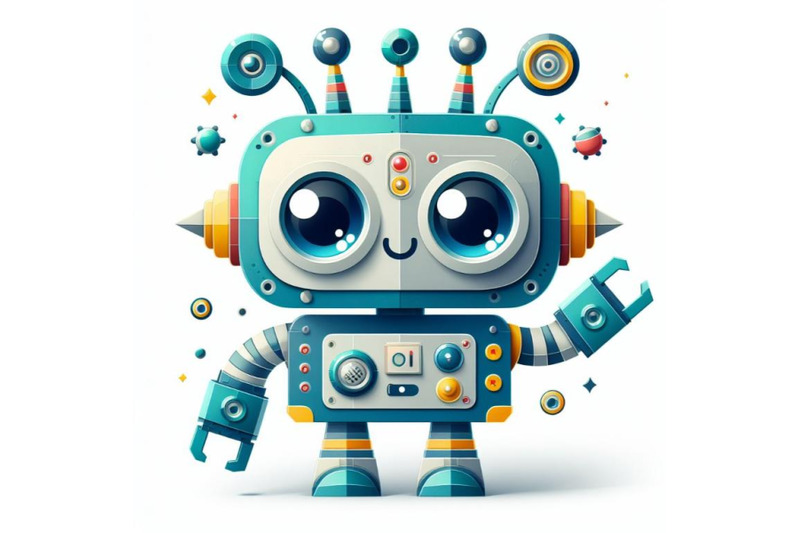 isolated-cute-robot-paper-art-layer-background-vector