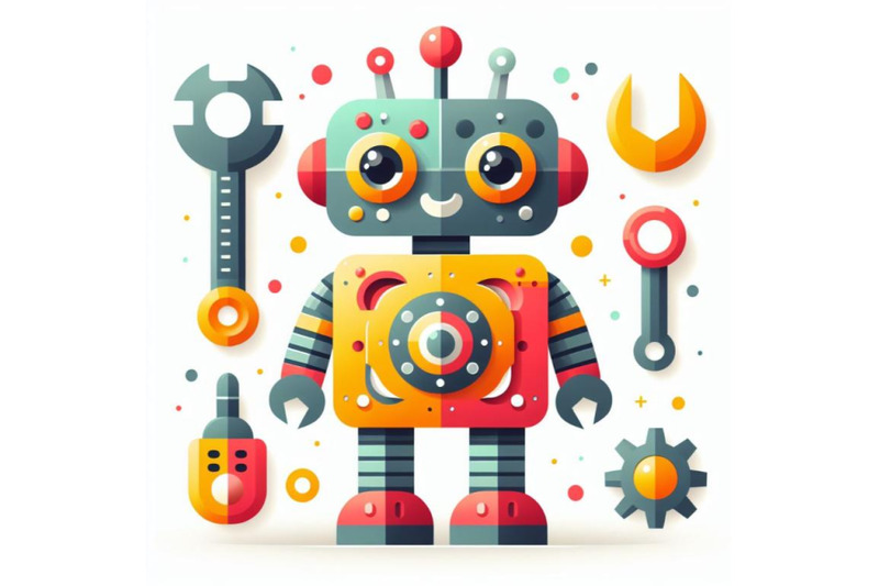 isolated-cute-robot-paper-art-layer-background-vector