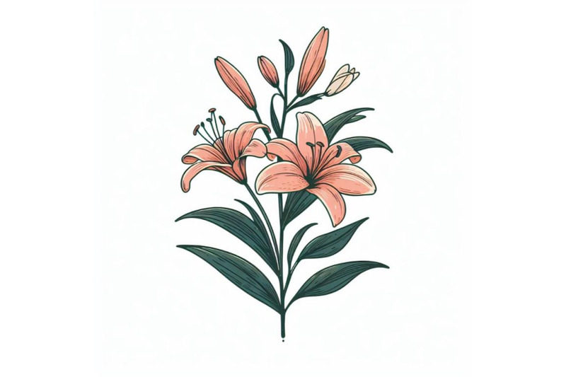 lily-bouquet-hand-drawing-lily-minimal-art