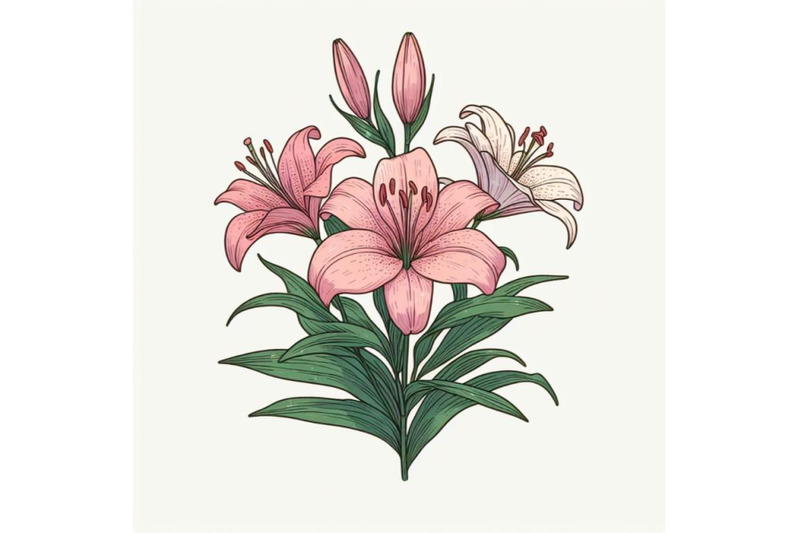 lily-bouquet-hand-drawing-lily-minimal-art