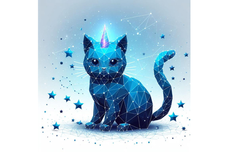 low-poly-cat-triangle-myth-creature-fairy-fantasy-mystic