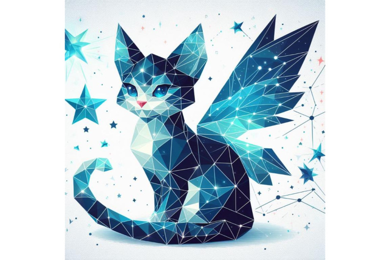 low-poly-cat-triangle-myth-creature-fairy-fantasy-mystic