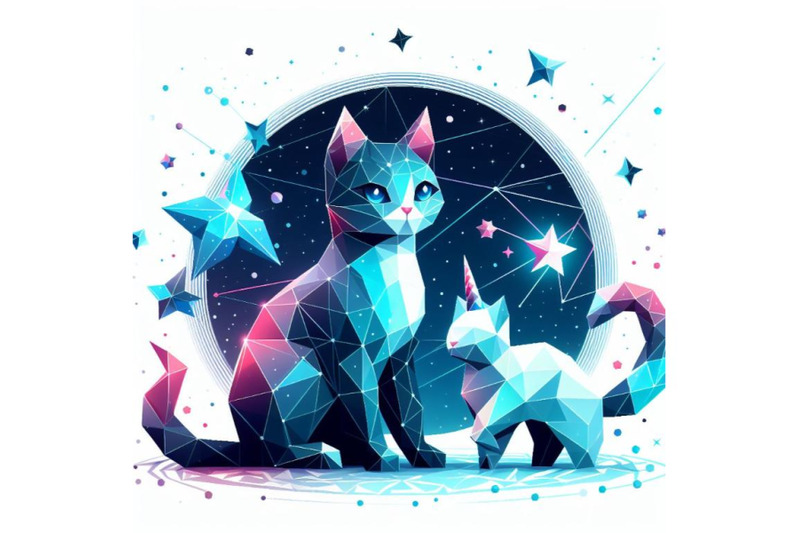 low-poly-cat-triangle-myth-creature-fairy-fantasy-mystic