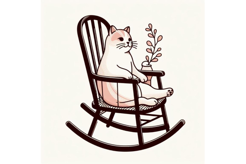 minimal-art-vintage-abstract-cat-sitting-on-rocking-chair