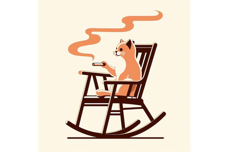 minimal-art-vintage-abstract-cat-sitting-on-rocking-chair