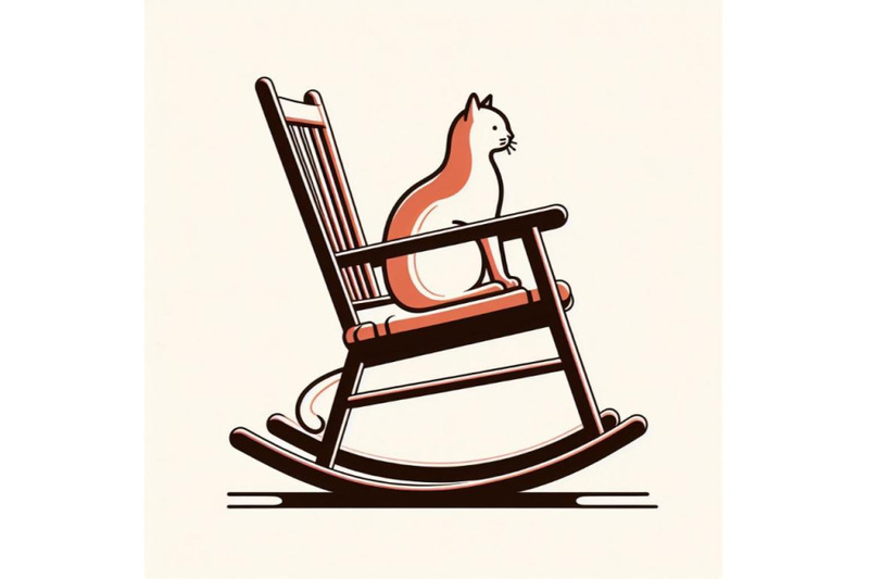 minimal-art-vintage-abstract-cat-sitting-on-rocking-chair