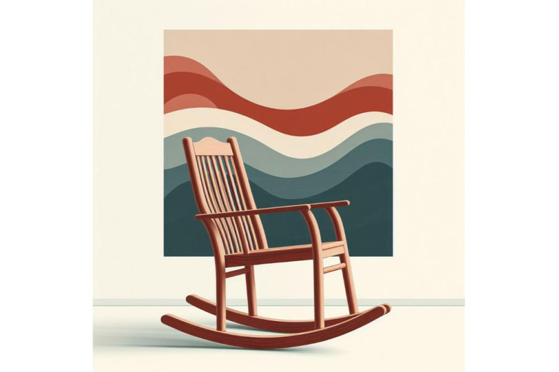 minimal-art-vintage-abstract-rocking-chair-on-white-background