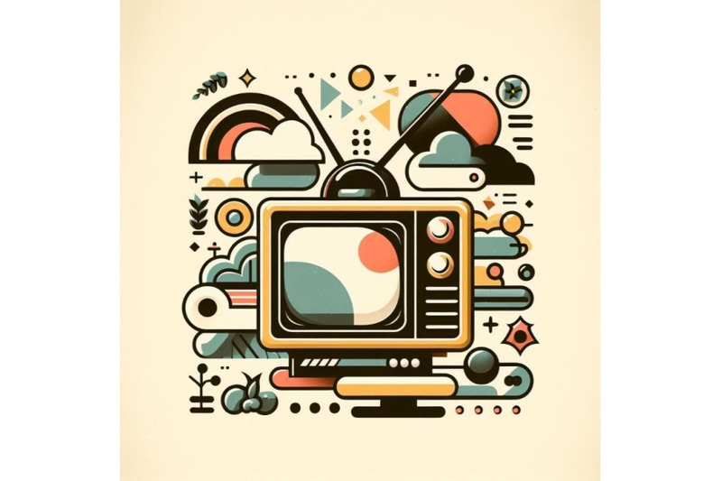 minimal-art-vintage-abstract-television-with-antenna