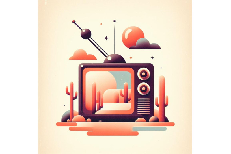 minimal-art-vintage-abstract-television-with-antenna