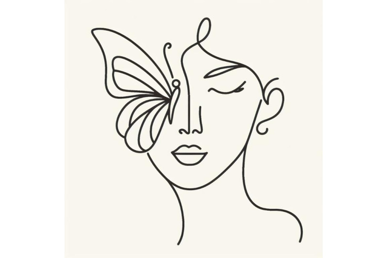 one-single-line-drawing-woman-with-butterfly-line-art