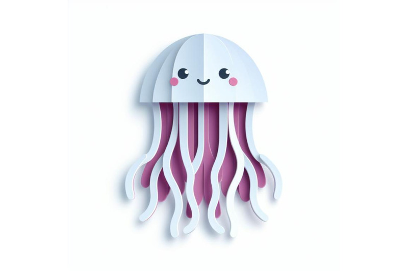 paper-cut-jellyfish-icon-isolated-on-white-background