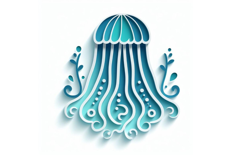 paper-cut-jellyfish-icon-isolated-on-white-background