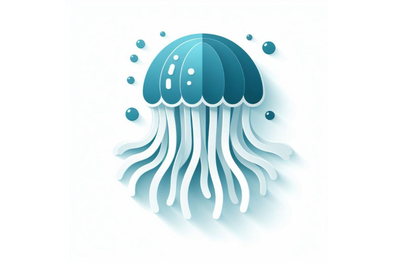 paper-cut-jellyfish-icon-isolated-on-white-background