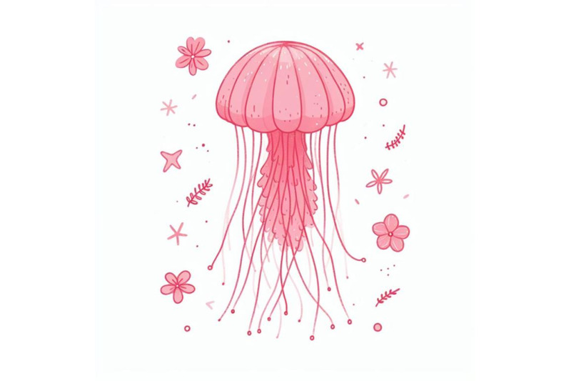 pink-jellyfish-hand-drawing-minimal-art