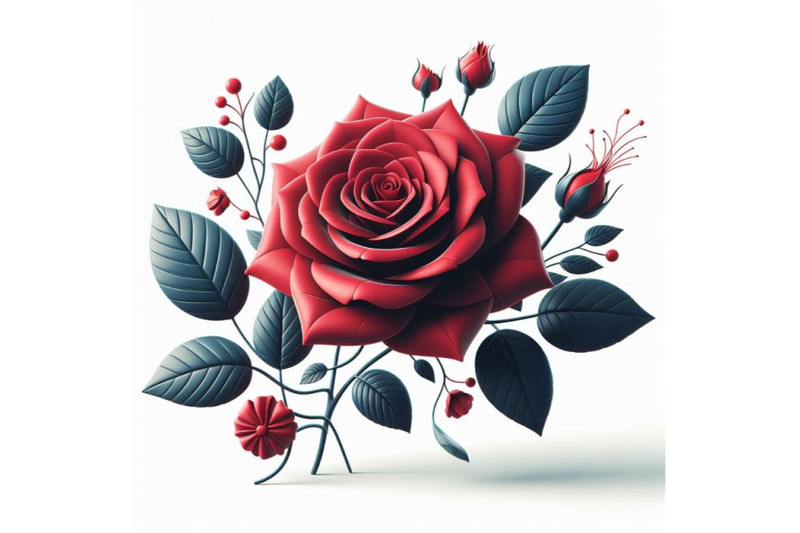 red-rose-flower-isolated-on-white-background-trendy-fashion-style