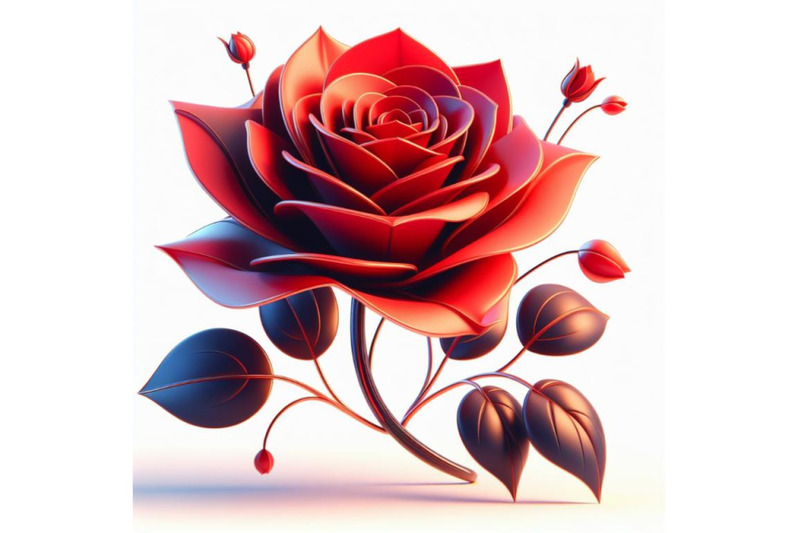 red-rose-flower-isolated-on-white-background-trendy-fashion-style