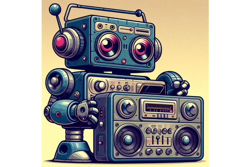 robot-made-of-analog-stereo-equipment-digital-art