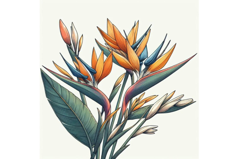 strelitzia-bouquet-hand-drawing