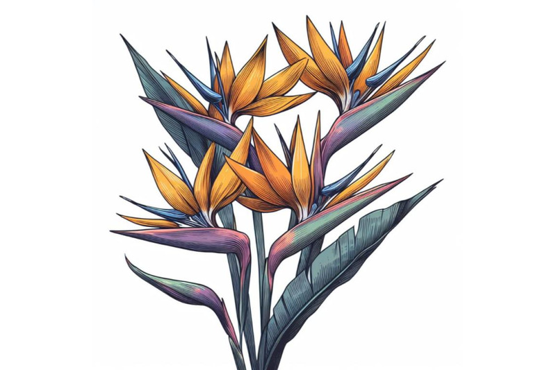 strelitzia-bouquet-hand-drawing