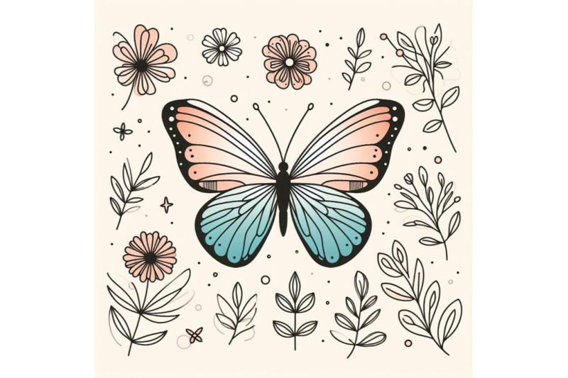 trendy-butterfly-line-art-vector-minimal-drawing-cute-flower-illustra