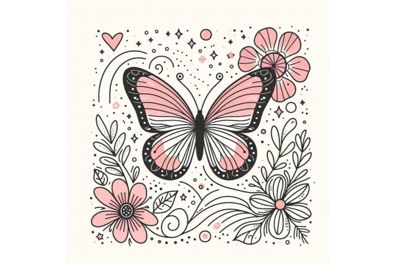 trendy-butterfly-line-art-vector-minimal-drawing-cute-flower-illustra