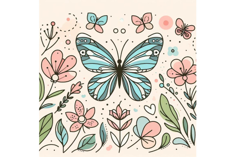 trendy-butterfly-line-art-vector-minimal-drawing-cute-flower-illustra