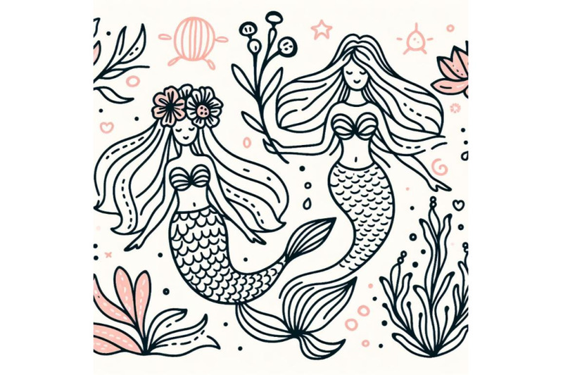 trendy-mermaid-line-art-vector-minimal-drawing-cute-flower