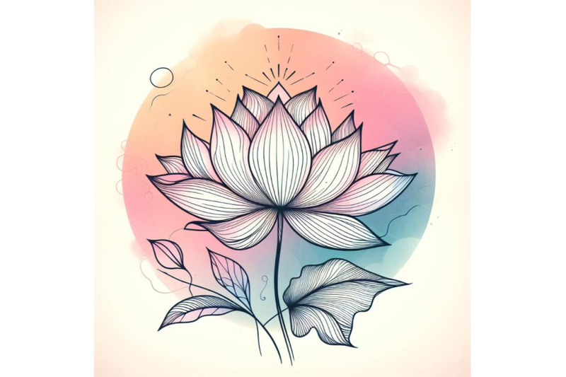 a-lotus-line-art-and-pastel-abstract-background